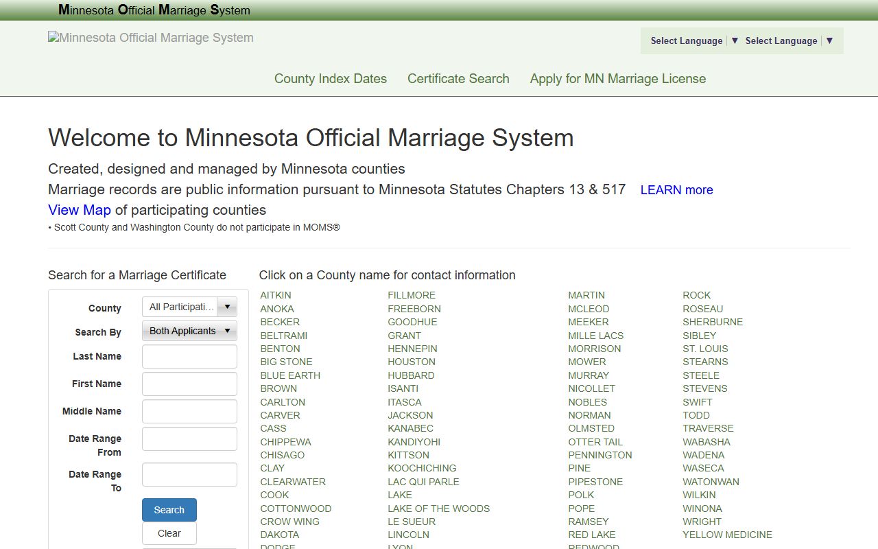 Pope County Court Administrator MOMS marriage system