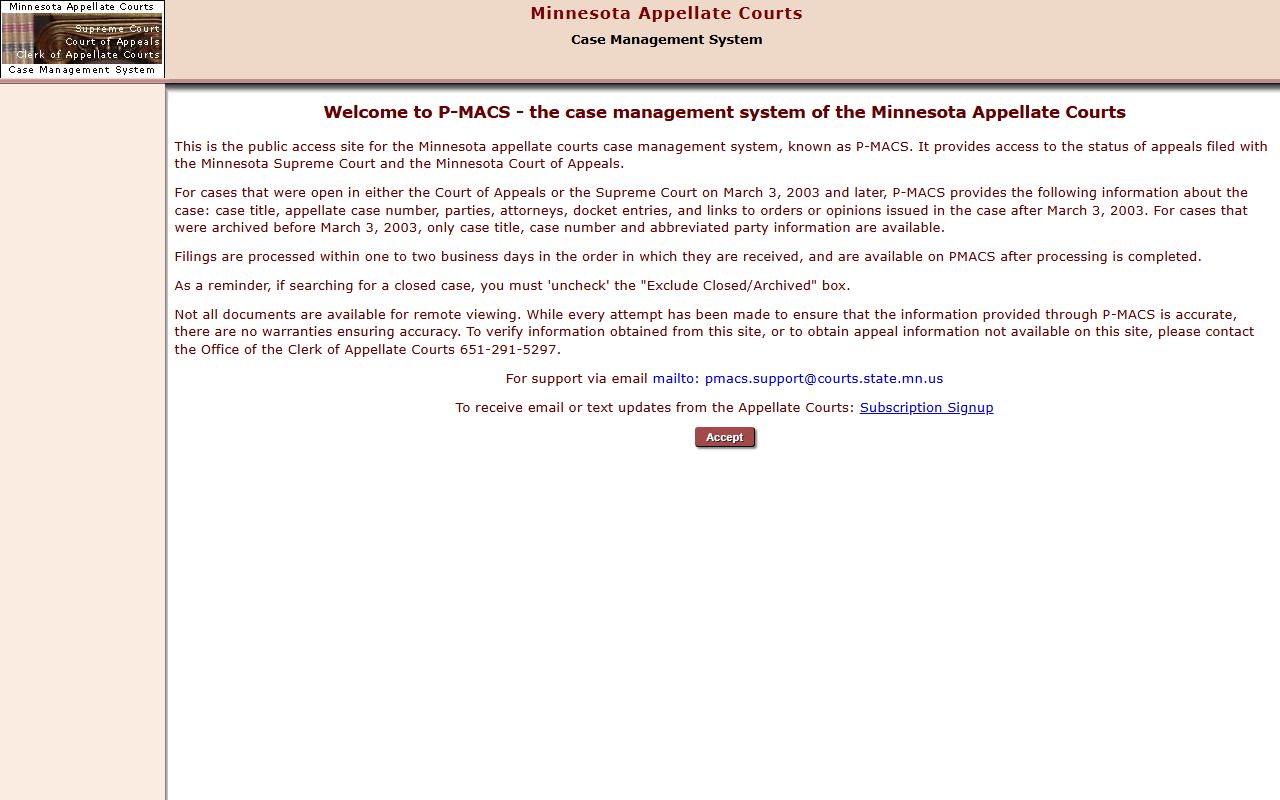 Pope County court dockets Minnesota appellate case search