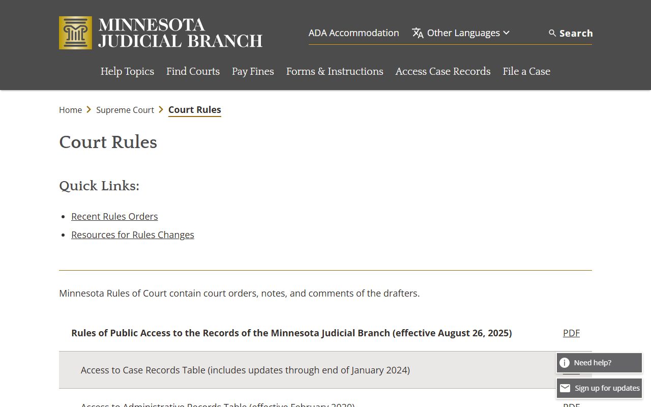 Pope County court records Minnesota court access rules