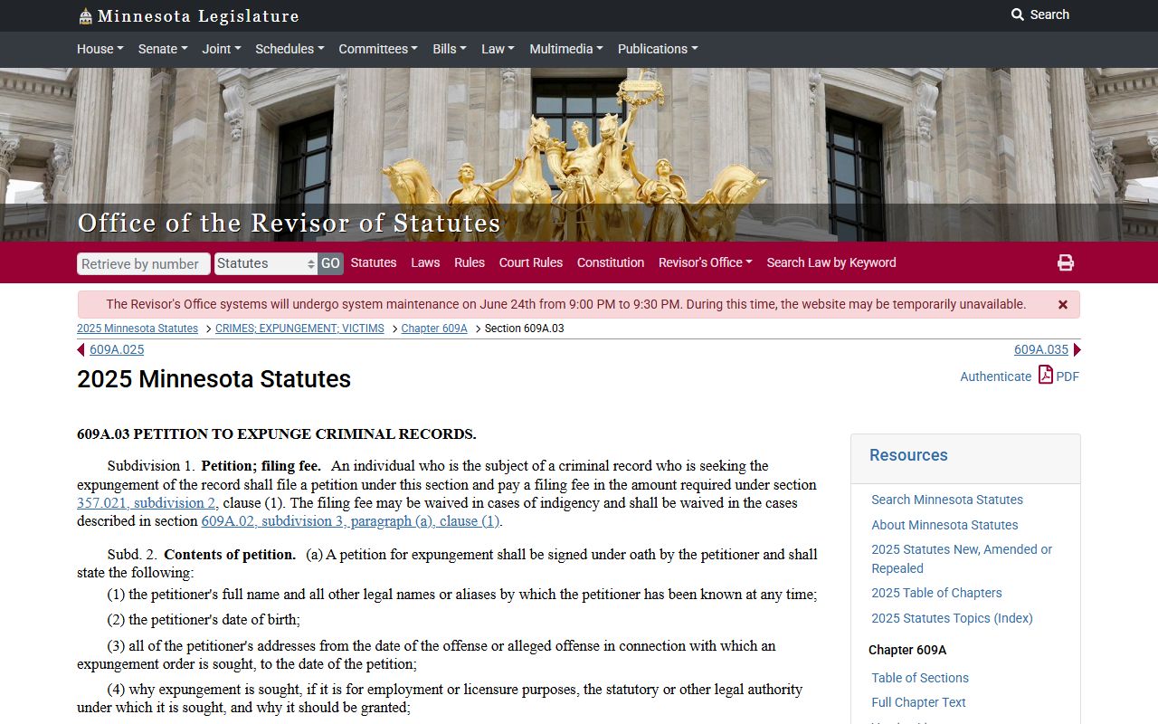 Pope County criminal court records Minnesota expungement petition procedure
