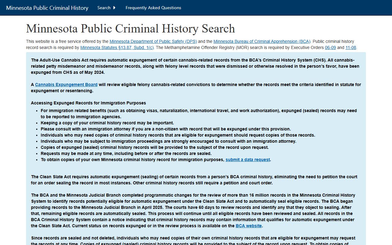 Pope County criminal court records BCA public criminal history search