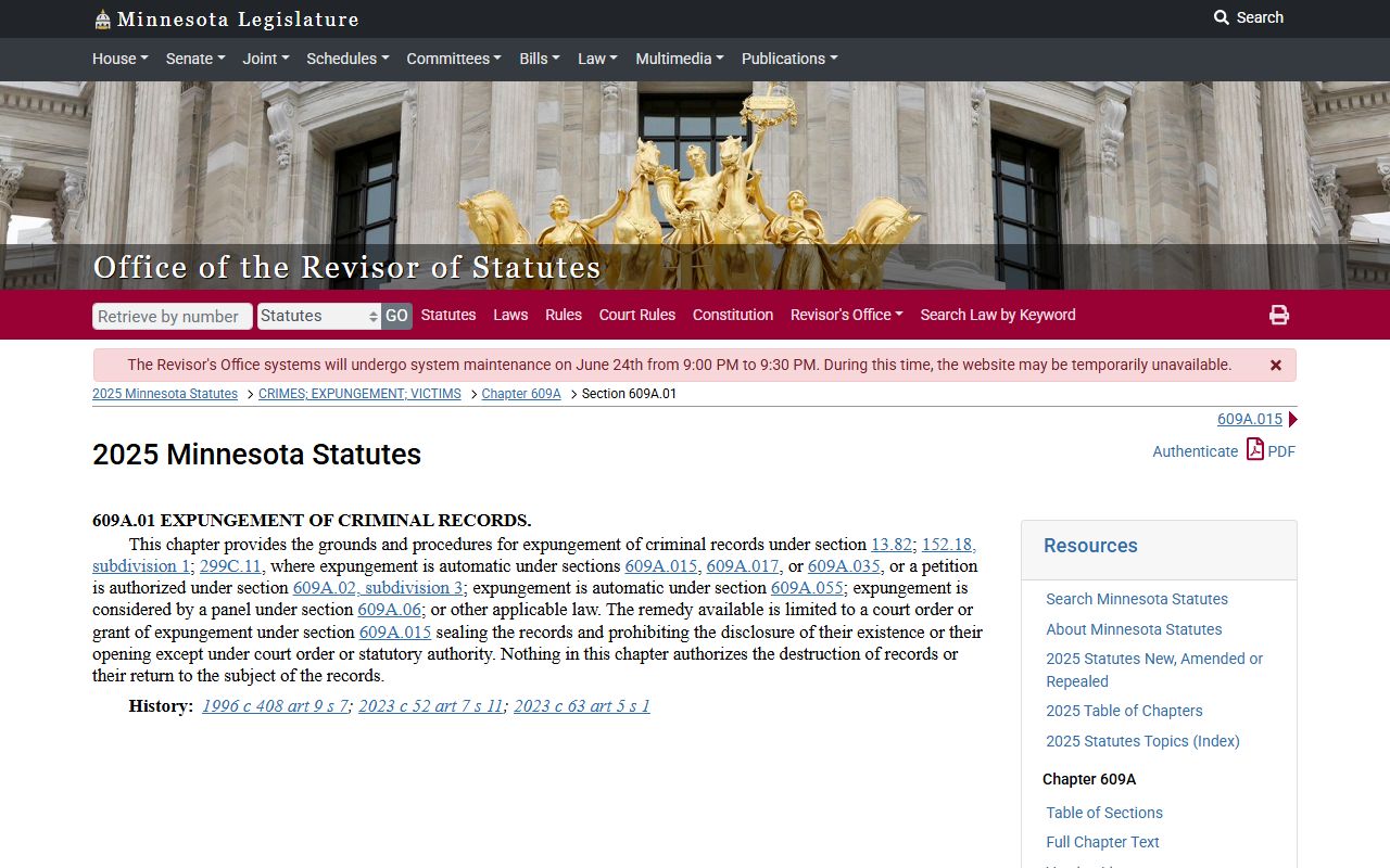 Pope County criminal court records Minnesota expungement purpose statute