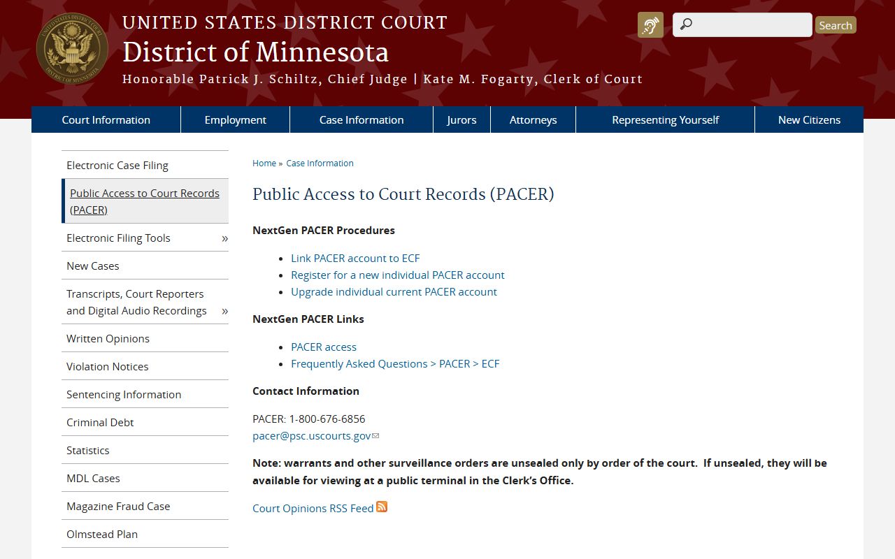 Pope County District Court federal PACER access