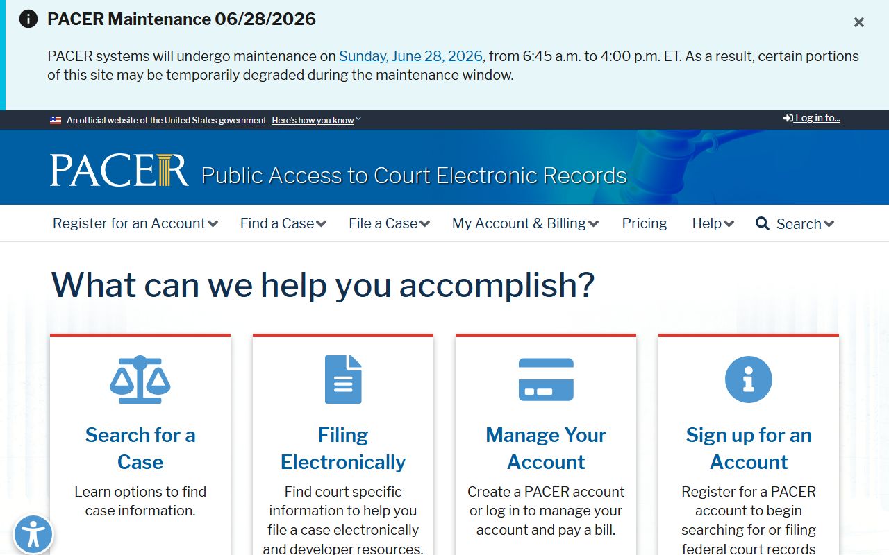 Pope County District Court federal PACER portal