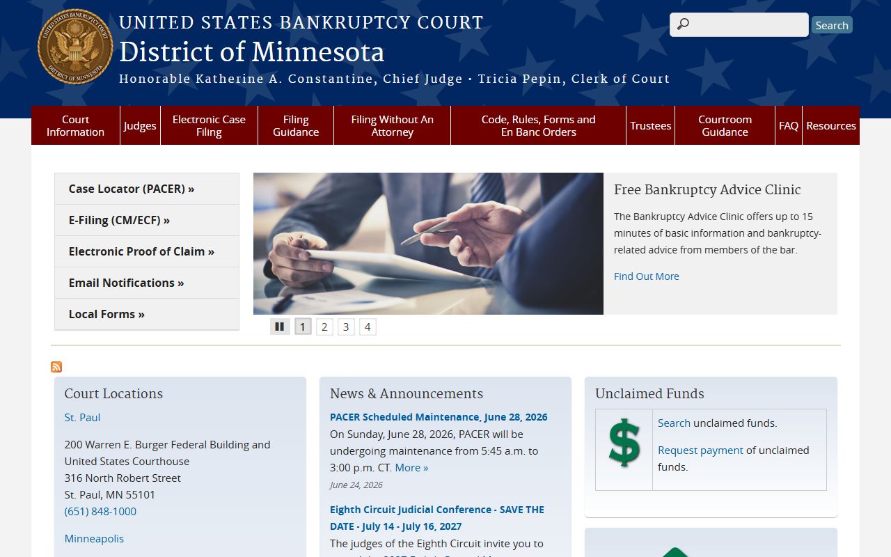 Pope County District Court U.S. Bankruptcy Court Minnesota