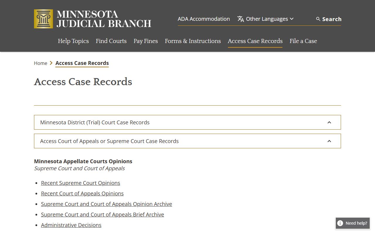 Pope County court records state access page