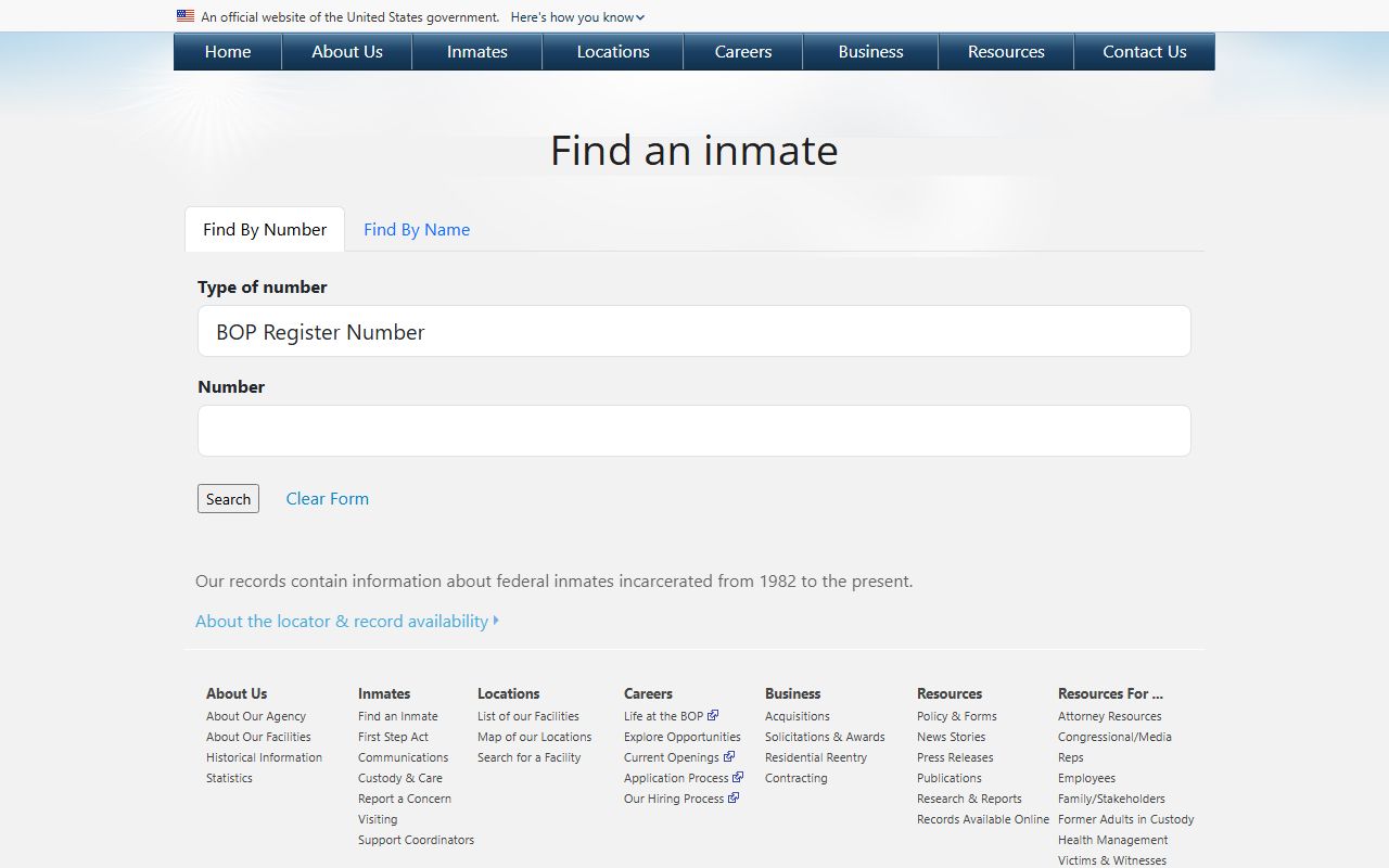 Pope County inmate search federal BOP inmate locator