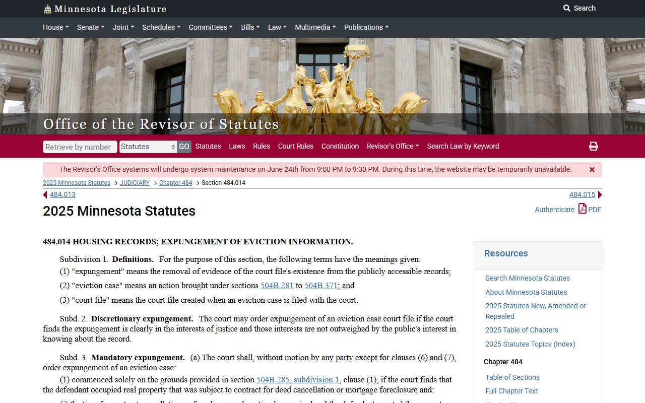 Pope County probate records Minnesota eviction expungement statute