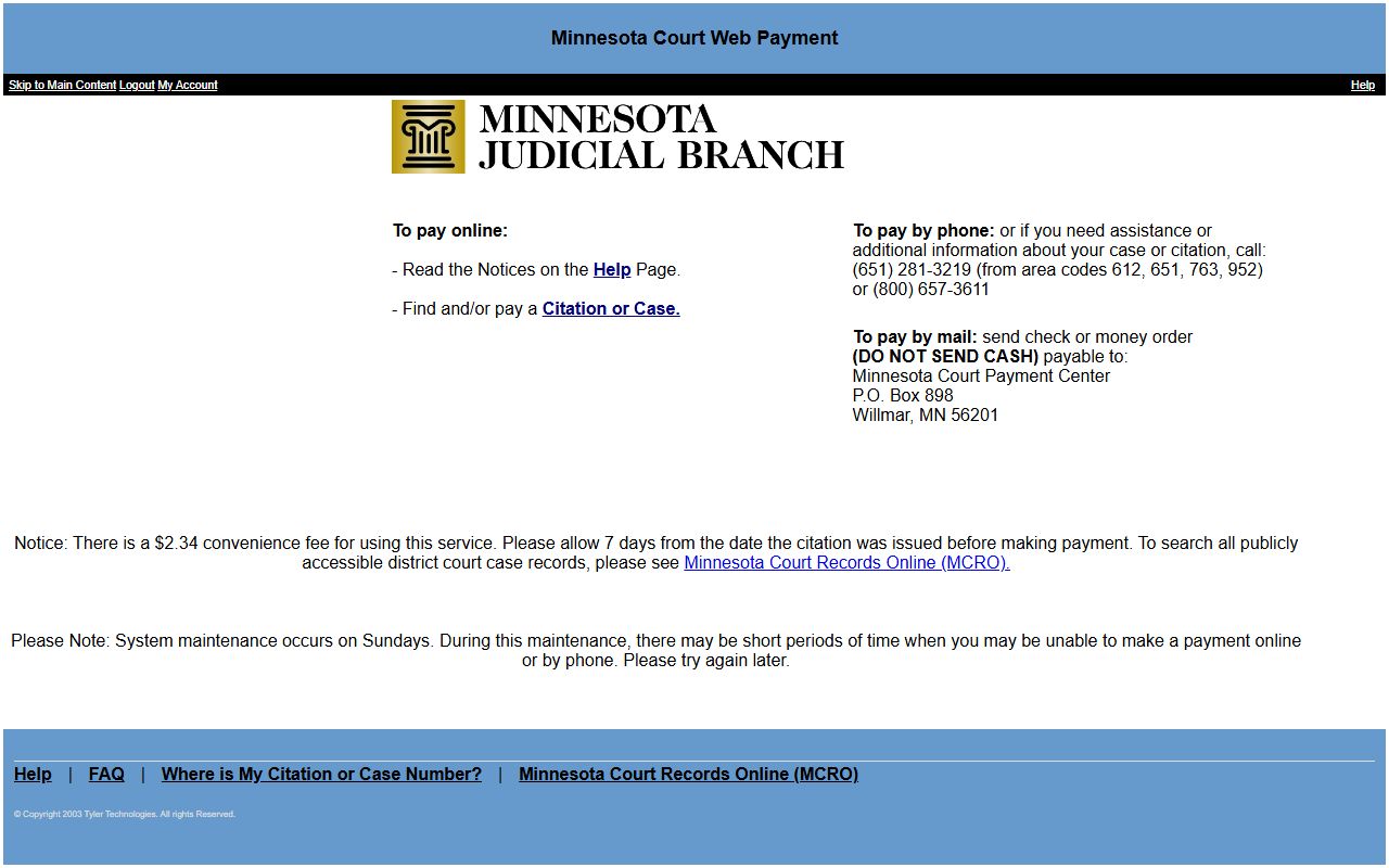 Pope County traffic court records Minnesota Court Web Payment